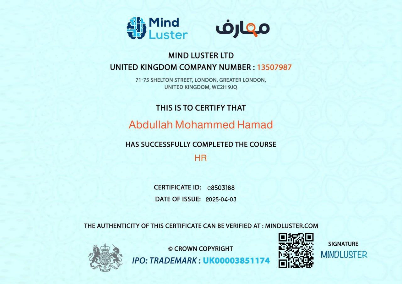 Mind Luster Certificate